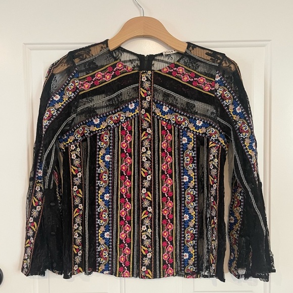 Alice + Olivia Larue Embroidered Slit-Sleeve Tip size XS - Picture 6 of 12